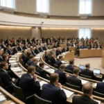 Lawmakers seated in the parliamentary chamber during the reform bill debate